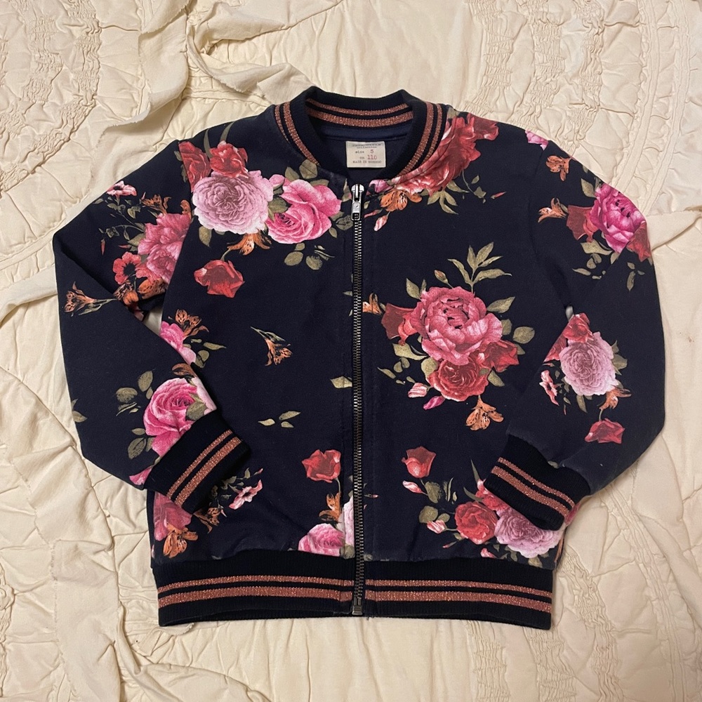 Zara Floral Bomber Jacket for Girls